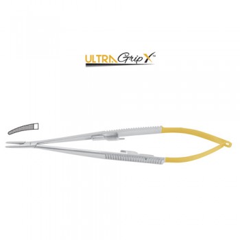 UltraGripX™ TC Castroviejo Micro Needle Holder Curved - With Lock Stainless Steel, 14.5 cm - 5 3/4"